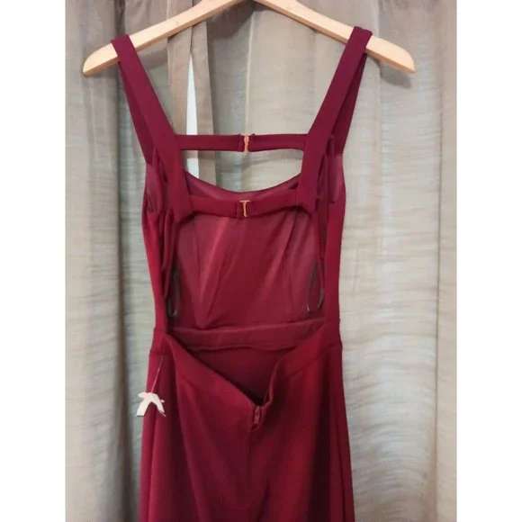 Nwt Women's B. Darlin Mermaid Maxi Formal Elegant Maroon Dress W/Slit Size 7/8 - Picture 9 of 11